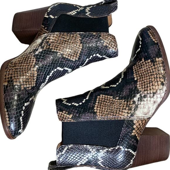 Madewell The Regan Ankle Boot size 5 NEW Snake Embossed Leather Block Heel - Picture 4 of 10